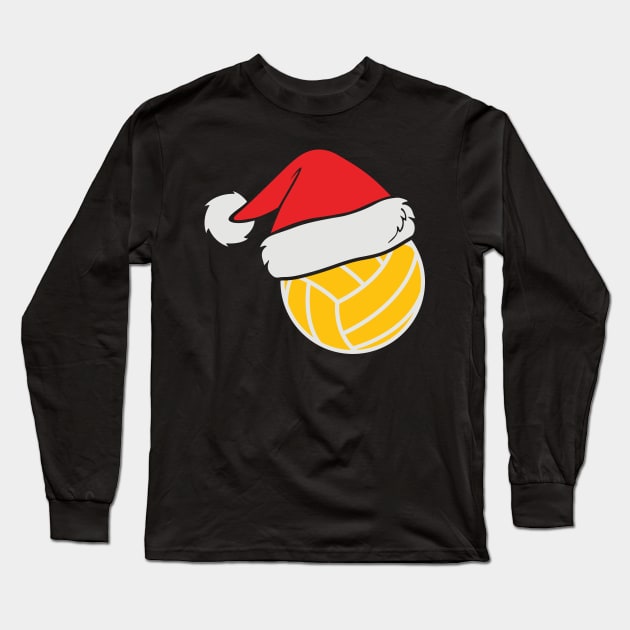 Volleyball with Santa Hat Funny Christmas Gift Long Sleeve T-Shirt by BadDesignCo